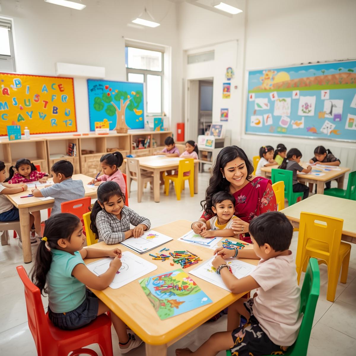 Kiddie Clouds Lucknow colorful child-friendly classroom and Montessori play setup
